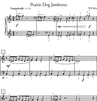 Prairie Dog Jamboree Sheet Music and Sound Files for Piano Students